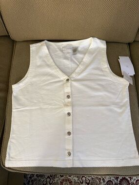 Liz Claiborne White V-Neck Cotton top/vest